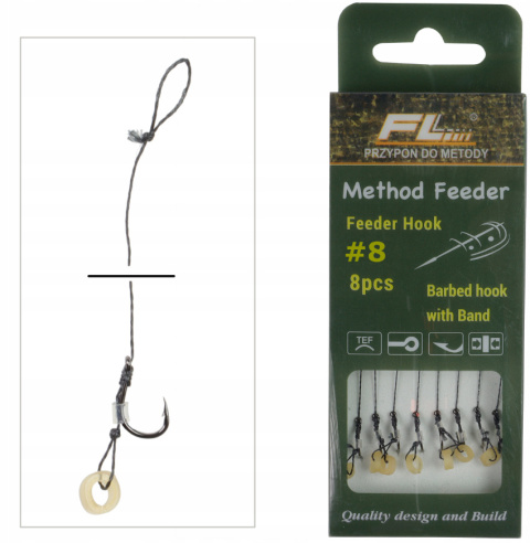 Haczyki 8 z przyponem FL Method Feeder gumka plecionka do metody gotowe Haczyki 8 z przyponem FL Method Feeder gumka plecionka do metody gotowe